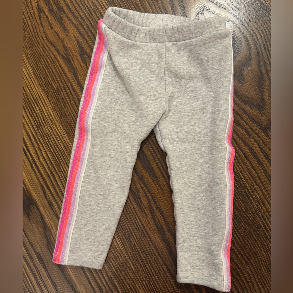 Baby Gap fleece lined gray leggings with sparkle stripes